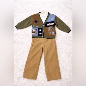 Good Lad Boys 2T Outfit Corduroy Pants Argyle Cardigan Golf Grandpa Style Set